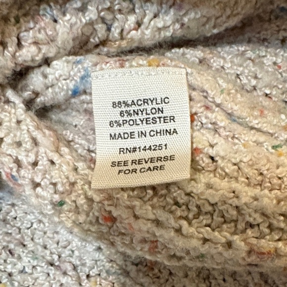 moon & madison Speckled Knit Cowl Neck Cropped Sweater - Cream- Size M - Picture 5 of 9